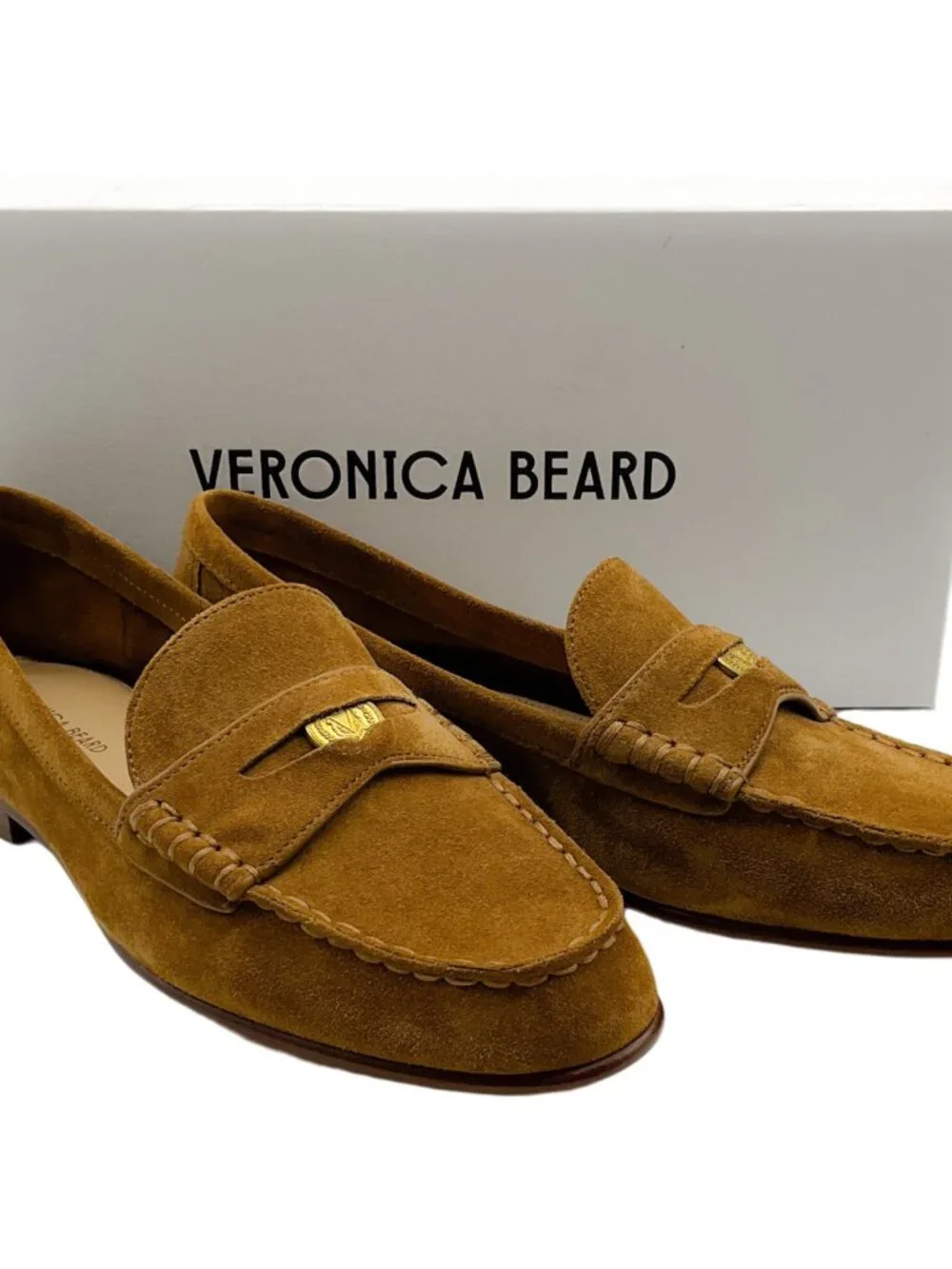 Veronica Beard Hazelwood Brown Suede Penny Loafers